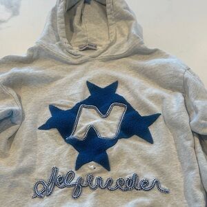 Elferic eden Gray Hoodie with Blue Star Design